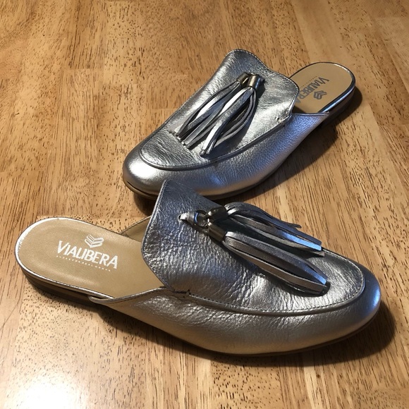 Women’s Vialibera Silver Leather Tassle Mules - Size 9 (Mex 26) - Picture 6 of 8